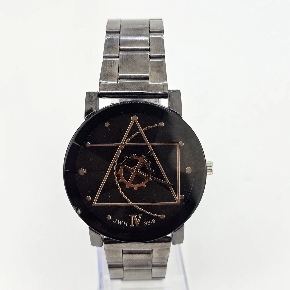 Geometric‎ Design Unisex Watch 40MM Black Dial Bracelet Band 7.5